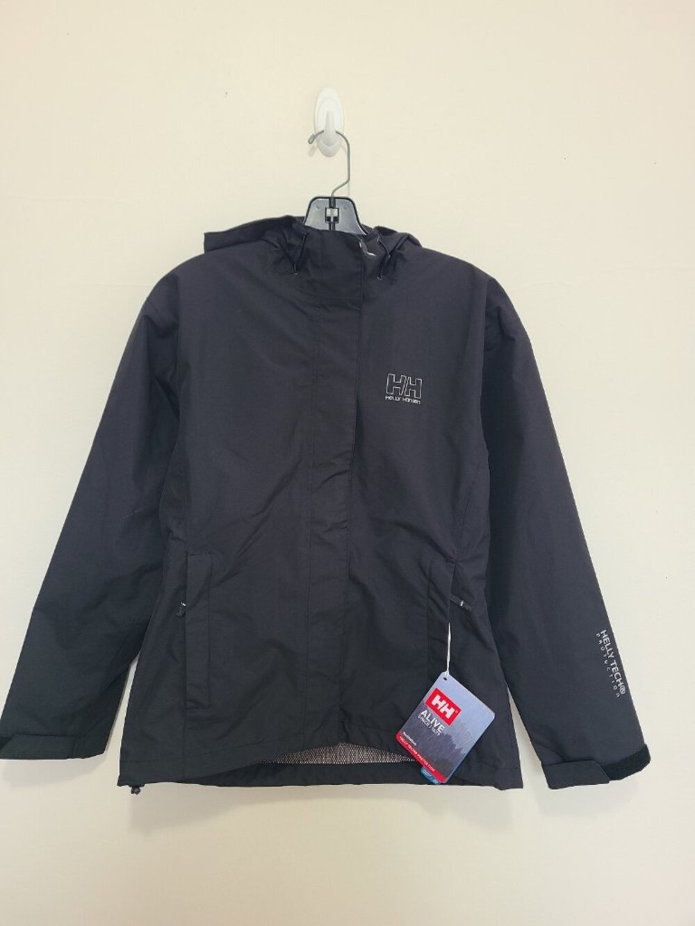 NWT Helly Hansen Women Uline Black Seven J Waterproof Rain Jacket Size S